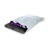 Eddie's Hang-Up Display Ltd. Returnable Poly Mailers/Shipping Bags - White - 14-1/2" W x 19" H - 2.5 mil - 50 Pack-Two self-sealing closures. Simply remove protective strip to expose adhesive
