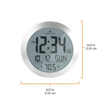 Marathon Watch 10 inch Round Digital Wall Clock with Date & Indoor Temperature - Grey-Multiple languages: weekday displayed in one of the 3 languages (english, french, & spanish)