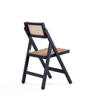 Manhattan Comfort Pullman 18.11" Industry Chic Dining Folding Chair - Black and Natural Cane - Set of 2-Delivered to you Fully Assembled! No Assembly Required