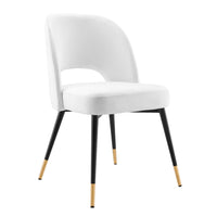 Modway Rouse Performance Velvet Dining Side Chair - White-Glam Deco Dining Room Side Chair