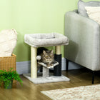 PawHut 19"  Activity Centre  Cat Tree with Sisal Scratching Post - Grey-Bed and perch provide snug spots to relax and nap 