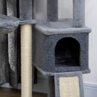 PawHut 50" Multi-Level Cat Tree Tower - Grey-Material: Particleboard, Plush, Felt cloth, Sisal 