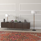Hudson&Canal Simone 2-Light Floor Lamp with Fabric Shade - Blackened Bronze/Rustic Oak/White-Rated for two 100W incandescent bulbs - 9W LED bulbs, 23W fluorescent (CFL) bulbs, or 9W self-ballasted LED bulbs, E26-base bulbs, Bulbs not included