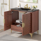 Modway Daylight 36" Bathroom Vanity - Black/Walnut-8" Centerset Holes