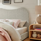 Modway Seluna Boucle Queen Platform Bed - Rock-Wood Slat Support System