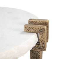 Zuo Rench Side Table - White-Natural Marble round shape tabletop