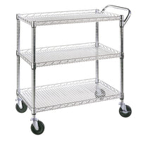 Seville Classics 3-Tier NSF Utility Cart -  33.5" H x 34" W x 18" D-NSF Certified to NSF/ANSI Standard 2 - Food Equipment for use in dry environments