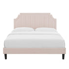 Modway Sienna Performance Velvet Twin Platform Bed with Black Wood Legs - Pink-Bed Frame Weight Capacity: 800 lb