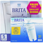 Brita Slim Pitcher with Filter and 3 Filter Value Pack-Slim, 5 cup water filtration pitcher with 1 advanced filter