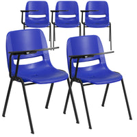 Flash Furniture Ergonomic Shell Chair with Right Handed Flip-Up Tablet Arm - Blue-Set of 5 Multipurpose Tablet Arm Chairs