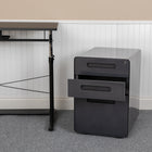 Flash Furniture Ergonomic 3-Drawer Locking Legal/Letter Mobile Filing Cabinet - Black-Utility Drawers: 13"W x 18.75"D x 2.75"H; File Drawer: 13"W x 18.75"D x 9.75"H