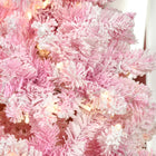 HOMCOM 7.5' Pre-Lit Snow-Flocked Artificial Pencil Christmas Tree with Auto Open - Pink-Hinge construction/section design/branches being opened automatically for quick setup 
