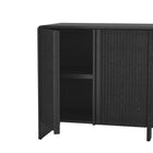 Manhattan Comfort Novara 60" Contemporary 4-Door Sideboard - Black-Textured Drawer Fronts: Vertical fluted detailing adds visual interest and a refined, modern look