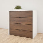 Nexera Axel 4-Drawer Dresser Chest - White & Walnut-Scratch, water and stain resistant melamine top panel