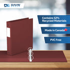Davis Group Premium Economy Binder - Round Ring - 1.5" - Burgundy - 6 Pack-Ideal for Conferences, Reference, Colleges & Universities