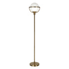 Hudson&Canal Cieonna Globe & Stem Floor Lamp with Glass Shade - Brass/White-Glam design for your living room, office space, bedroom, or reading nook