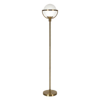 Hudson&Canal Cieonna Globe & Stem Floor Lamp with Glass Shade - Brass/White-Glam design for your living room, office space, bedroom, or reading nook