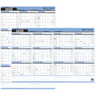 Day-Timer 2026 Flexible Erasable Vertical/Horizontal Wall Planner - 23-7/8" H x 36" W - Blue - Bilingual-Clean, bright artwork great for any work space with write-on, wipe-off surface