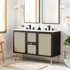 Modway Chaucer 48" Double Sink Bathroom Vanity - Black/White-Metal Cabinet Knobs