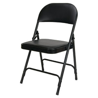 Kleton Steel Folding Vinyl Padded Chair, Black (OP962)-Folding frame saves space