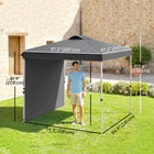 Outsunny 8 ft W x 8 ft L Pop Up Canopy Tent with Sidewall and Carry Bag - Dark Grey-UV30+ cover reflect 90% of harmful sun rays, drainage holes avoid water accumulation