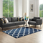 Modway Beltara Chain Link Transitional Trellis Area Rug - 8 ft W x 10 ft L - Moroccan Blue/Ivory-Tight Low Pile Weave