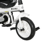 Qaba 6-in-1 Kids Tricycle with Removable Handlebar and Canopy - White-5-point safety harness and one-click dual braking ensures child's security during the ride 