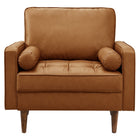 Modway Valour Tufted Vegan Leather Accent Armchair - Tan-Assembly Required