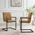 Modway Savoy Vegan Leather Dining Chairs - Tan - 2 Pack-Vegan Leather Upholstery