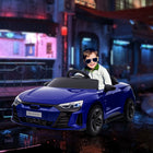 Aosom 12V Audi RS e-tron GT Kids Electric Ride-On Car with Remote Control - Navy Blue-Separate horn and music buttons on the steering wheel for loud and clear audio 