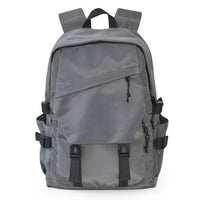 Club Rochelier Large Double Flap Front Backpack - Dark Grey-Interior padded laptop compartment with Velcro fastening