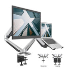 ShoppingAll 2-in-1 Adjustable Dual Gas Spring Arm Laptop & Monitor Desk Mount Stand - Silver-Designed with gas spring system which gives great flexibility in optimizing your monitors and laptop positions