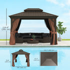 Outsunny Outdoor Canopy Hardtop Gazebo - 10' x 12' - Dark Brown-Galvanized steel roof ensures reliable shelter 
