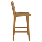 Modway Rowe Outdoor Teak Wood Bar Chairs 2-Piece Set - Natural-Fully Assembled