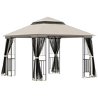 Outsunny 10 ft W x 10 ft L Soft-top Patio Gazebo Deck Canopy - Beige-Practical gazebo with a tall and spacious design