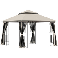 Outsunny 10 ft W x 10 ft L Soft-top Patio Gazebo Deck Canopy - Beige-Practical gazebo with a tall and spacious design
