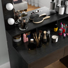 HOMCOM Makeup Vanity Desk with Lighted Mirror - 31.5" L x 15.7" W x 53.1" H - Black-Anti-tipping hardware enhances stability 