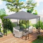 Outsunny 10' L x 10' W Square 2-Tier Gazebo Canopy Replacement Top Cover - Dark Grey-180g/㎡ polyester cloth with PA coating