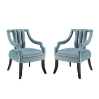 Modway Harken Performance Velvet Accent Chair - Light Blue - Set of 2-Vintage Glamour Accent  Chair