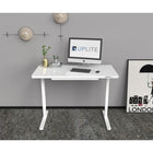 Uplite Electric Height Adjustable Desk with Glass Top - White-Keep your essentials close at hand with the convenient embedded drawer. Perfect for storing small items, the drawer helps keep your workspace clutter-free and organized