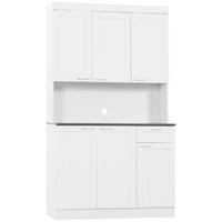 HOMCOM 71" H Kitchen Pantry Cabinet with Adjustable Shelf and Drawer - High Gloss White-A drawer with smooth metal glides allows you to store napkins and cutlery with ease 