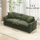 HOMCOM 3 Seater Upholstered Sofa Couch for Bedroom - Green-6.3" (16 cm) thick cushions and track arms provide relaxation