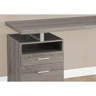 Monarch Specialties 7145 60" Computer Desk - Dark Taupe/Silver Metal-Finished on all sides with a reversible configuration allows for left or right set-up to create a functional workspace for studying, writing, or working on your laptop.