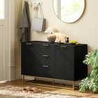 HOMCOM 47.2" L Sideboard Buffet Cabinet with Storage - Black-Anti-tipping device and an extra foot enhance safety against accidental tipping