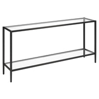 Hudson&Canal Hera 64"W Console Table with Glass Shelf - Blackened Bronze-Modern contemporary style for you living room, entryway, or bedroom