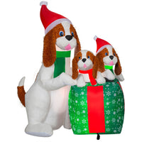 GEMMY Airblown Inflatable Christmas Fuzzy Dog Family Scene - 66"-Plush and patterned fabric accents