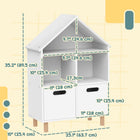 Qaba 3 Tier Kids Bookshelf with Two Drawers, for Bedroom, Kids Room - White-Charming house-shaped design complements any room's decor
