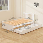 HOMCOM Twin Size Wood Platform Bed Frame with Drawers - White-Two spacious drawers underneath provide large storage for clothing