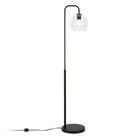 Hudson&Canal Harrison Arc Floor Lamp with Glass Shade - Blackened Bronze/Clear-Rated for one 100W incandescent bulb - 9W LED bulb, 23W fluorescent (CFL) bulb, or 9W self-ballasted LED bulb, E26-base bulb, Bulb not included