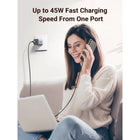 UGREEN Nexode 45W Fast Charger - 2x USB-C-Next-Gen Tech: GaN technology increases charging efficiency and speed while make it 36% smaller than the original 45W charger. The Power Dispenser system intelligently adjusts the power output to protect your product's battery. Multiple safety systems also protect devices from overheating, overcharging, and over-voltage.